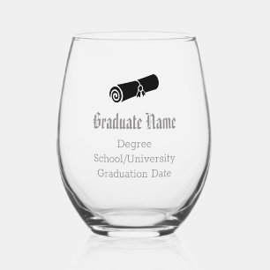 Verre À Vin Sans Pied Diplôme d'études sur mesure élégant Noir Argent