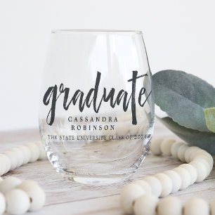 Verre À Vin Sans Pied Diplômé esquissé Classe de 2025 Graduation