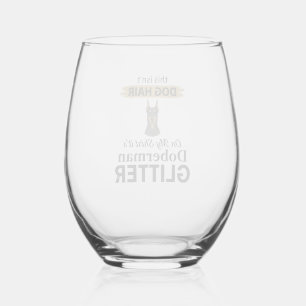 Verre À Vin Sans Pied Doberman Pailleté Conception Vintage de Drôle Amat
