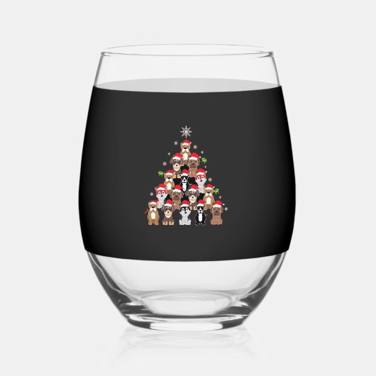 Verre À Vin Sans Pied Dog Christmas Classic T-Shirt (Recto)