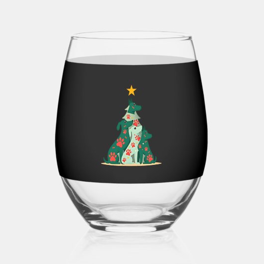 Verre À Vin Sans Pied Dog Christmas Tree Shirt - Dog Christmas (3) (Recto)