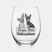 Verre À Vin Sans Pied Dors Avec Chihuahuas (Recto)