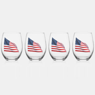 Verre À Vin Sans Pied Drapeau américain 2412