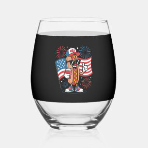 Verre À Vin Sans Pied Drapeau américain hotdog du 4 juillet Feu d'artifi
