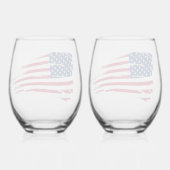Verre À Vin Sans Pied Drapeau américain tatoué (Verso)