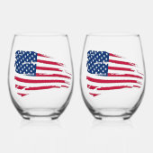 Verre À Vin Sans Pied Drapeau américain tatoué (Recto)