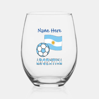 Verre À Vin Sans Pied Drapeau argentin et football personnalisé