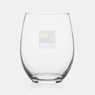 Verre À Vin Sans Pied Drapeau de fierté de l'allié fier vecteur t-shirt