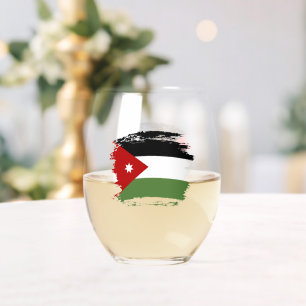 Verre À Vin Sans Pied Drapeau de Jordanie
