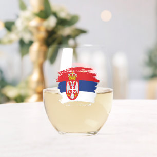 Verre À Vin Sans Pied drapeau de la Serbie