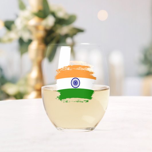 Verre À Vin Sans Pied Drapeau de l'Inde (Insitu (Mariage))