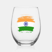 Verre À Vin Sans Pied Drapeau de l'Inde (Recto)
