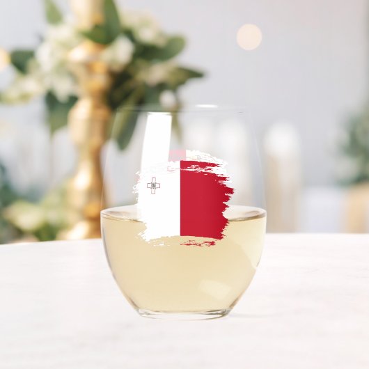 Verre À Vin Sans Pied Drapeau de Malte (Insitu (Mariage))