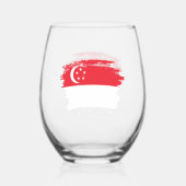 Verre À Vin Sans Pied Drapeau de Singapour (Recto)