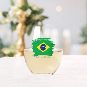 Verre À Vin Sans Pied Drapeau du Brésil