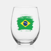 Verre À Vin Sans Pied Drapeau du Brésil (Recto)
