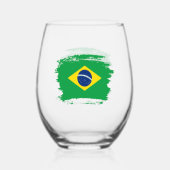 Verre À Vin Sans Pied Drapeau du Brésil (Verso)
