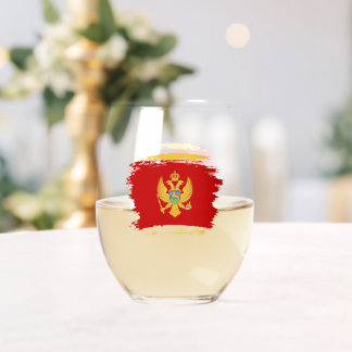 Verre À Vin Sans Pied Drapeau du Monténégro