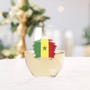 Verre À Vin Sans Pied drapeau du Sénégal