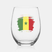 Verre À Vin Sans Pied drapeau du Sénégal (Recto)