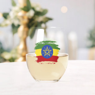 Verre À Vin Sans Pied Drapeau éthiopien