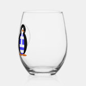 Verre À Vin Sans Pied Drapeau grec parlant à Mme Penguin Personnalisé (Gauche)