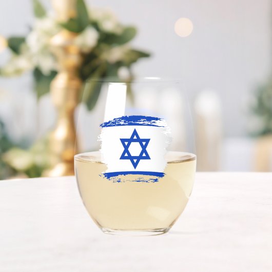 Verre À Vin Sans Pied Drapeau Israël (Insitu (Mariage))