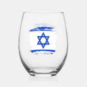Verre À Vin Sans Pied Drapeau Israël (Recto)