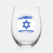 Verre À Vin Sans Pied Drapeau Israël (Verso)