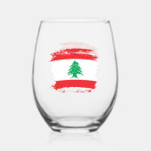 Verre À Vin Sans Pied Drapeau libanais (Recto)
