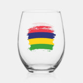 Verre À Vin Sans Pied Drapeau mauricien (Recto)
