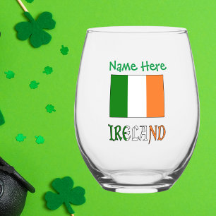 Verre À Vin Sans Pied Drapeau personnalisé de l'Irlande Patrimoine