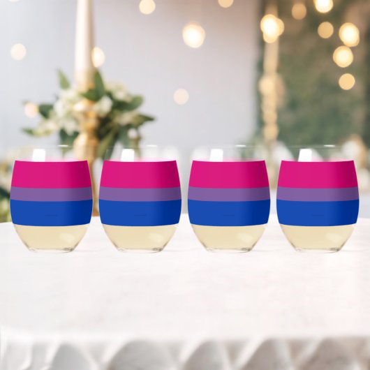 Verre À Vin Sans Pied Drapeau SlipperyJoe's Bisexual Pride lavande-rose (Insitu (Mariage))