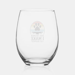 Verre À Vin Sans Pied Dresseur de chiens, je fais asseoir, vintage, chem