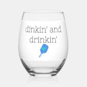 Verre À Vin Sans Pied Drôle Dinkin' & Drinkin' Pickleball Paddle & Ball (Recto)