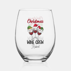 Verre À Vin Sans Pied Drôle équipe de Noël ajouter nom fête de boisson