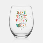 Verre À Vin Sans Pied Drôle Noël Tumbler Dasher Prancer Blitzen (Verso)