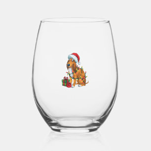 Verre À Vin Sans Pied Éclairage de Noël chapeau écossais Deerhound Chien