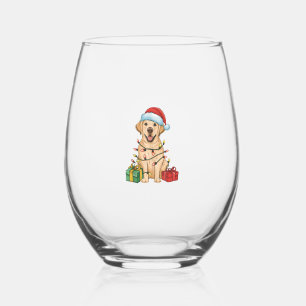 Verre À Vin Sans Pied Éclairage de Noël Chapeau Labrador Retriever Chien