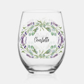 Verre À Vin Sans Pied Écriture de nom de verdure d'eucalyptus de lavande (Recto)