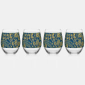 Verre À Vin Sans Pied Élégance Bleu Doré (Recto)