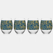 Verre À Vin Sans Pied Élégance Bleu Doré (Dos)