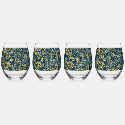 Verre À Vin Sans Pied Élégance Bleu Doré (Droite)