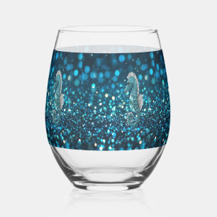 Verre À Vin Sans Pied Élégance en mouvement : Aqua Seahorse sur Aqua Bok