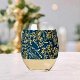 Verre À Vin Sans Pied Élégance Fleur Dorée