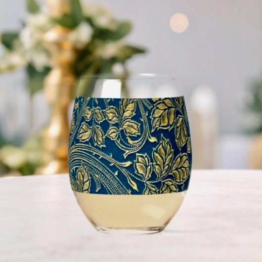Verre À Vin Sans Pied Élégance Fleur Dorée