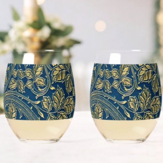 Verre À Vin Sans Pied Élégance Fleur Dorée