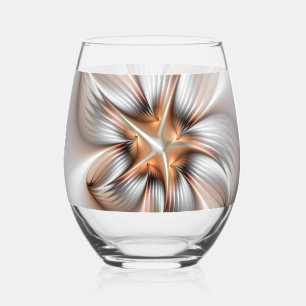 Verre À Vin Sans Pied Élégance florale Art Abstrait fractal moderne