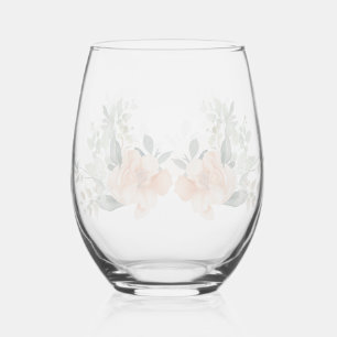 Verre À Vin Sans Pied Elégant aquarelle Rose floral Rustique botanique