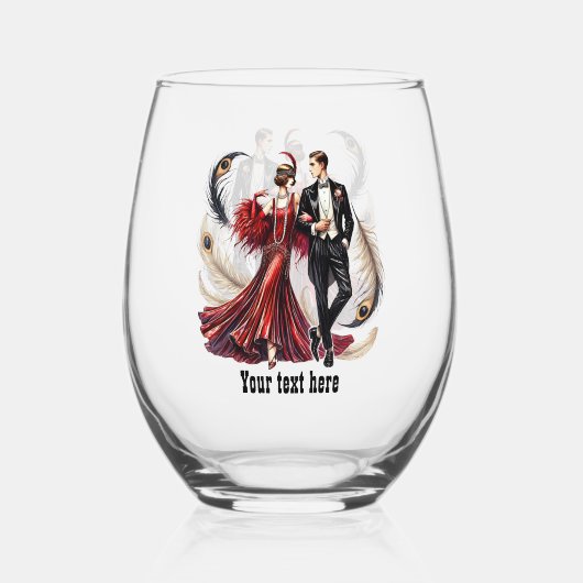 Verre À Vin Sans Pied Elegant Art Deco couple customizable (Recto)